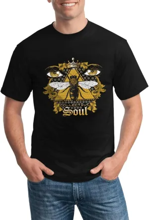 Collective Music Soul Shirt Men's Comfortable Casual Cotton Short-Sleeve Tshirt Cool Pattern Tees Top Black