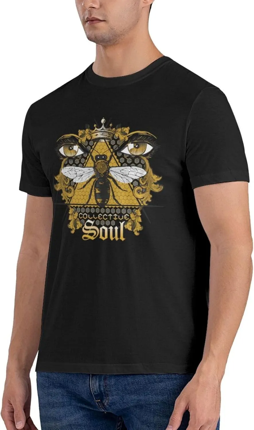 Collective Music Soul Shirt Men's Comfortable Casual Cotton Short-Sleeve Tshirt Cool Pattern Tees Top Black