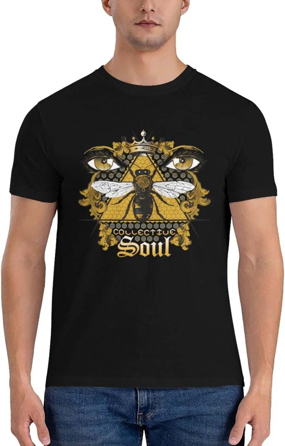 Collective Music Soul Shirt Men's Comfortable Casual Cotton Short-Sleeve Tshirt Cool Pattern Tees Top Black