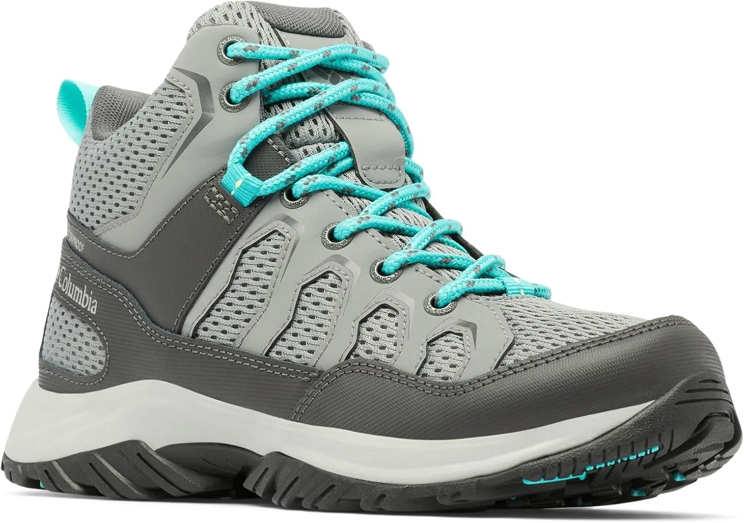 Columbia Womens Granite Trail Mid Waterproof, Titanium Grey Steel/Bright Aqua, 5.5