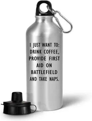Combat Medic Water Bottle Tumbler Portable Drinkware - Gifts for Field Medics Funny Cute Gag Military Personnel Army Emergency Trauma Care - Drink Provide First Aid Battlefield Naps
