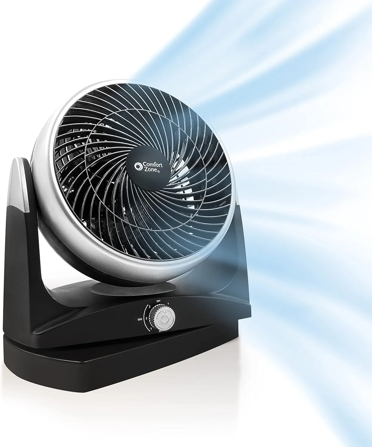 Comfort Zone Oscillating Desk Fan with 180-Degree Adjustable Tilt, 8 inch, 3 Speed, Quiet, Table Fan, Electric, Durable, Ideal for Home, Bedroom & Office, CZHV81TBK