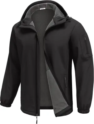 COOFANDY Men's Hooded Softshell Jacket Waterproof Fleece Lined Windbreaker Lightweight Outdoor Hiking Jacket