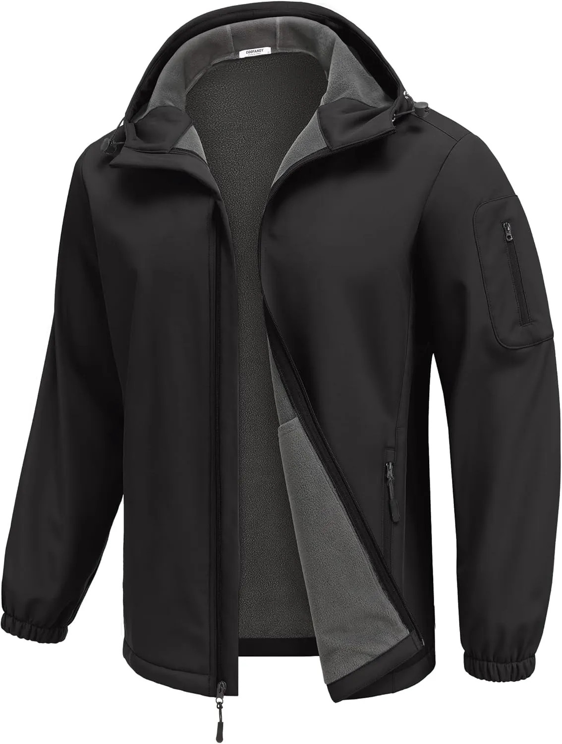 COOFANDY Men's Hooded Softshell Jacket Waterproof Fleece Lined Windbreaker Lightweight Outdoor Hiking Jacket
