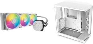 Cooler Master MasterLiquid 360L Core White 360mm Close-Loop AIO Liquid Cooler, ARGB Sync & NZXT H6 Flow | CC-H61FW-01 | Compact Dual-Chamber Mid-Tower Airflow Case | Panoramic Glass Panels