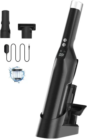 Cordless Handheld Vacuum, 22KPa High Power Suction Car Vacuum Cleaner with Charging Dock, 2-in-1 Crevice Tool, Lightweight Portable HandHeld Vacuum with 200ML Dust Cup for Home/Pet/Car/Office