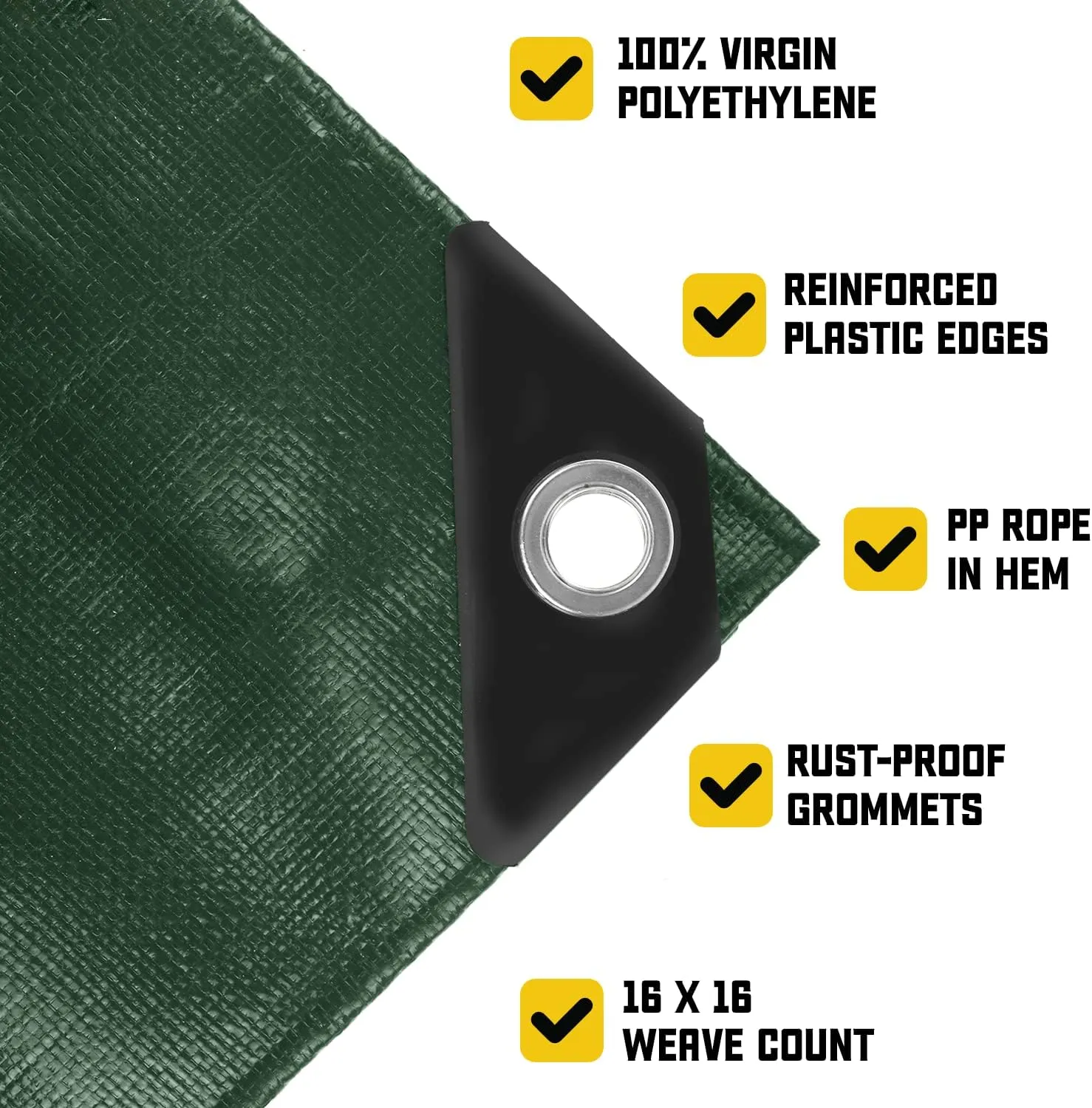 Core Tarps Extreme Heavy Duty 20 Mil Tarp Cover, Waterproof, UV Resistant, Rip and Tear Proof, Poly Tarpaulin with Reinforced Edges for Roof, Camping, Patio, Pool, Boat (Green/Black 6′ X 8′)