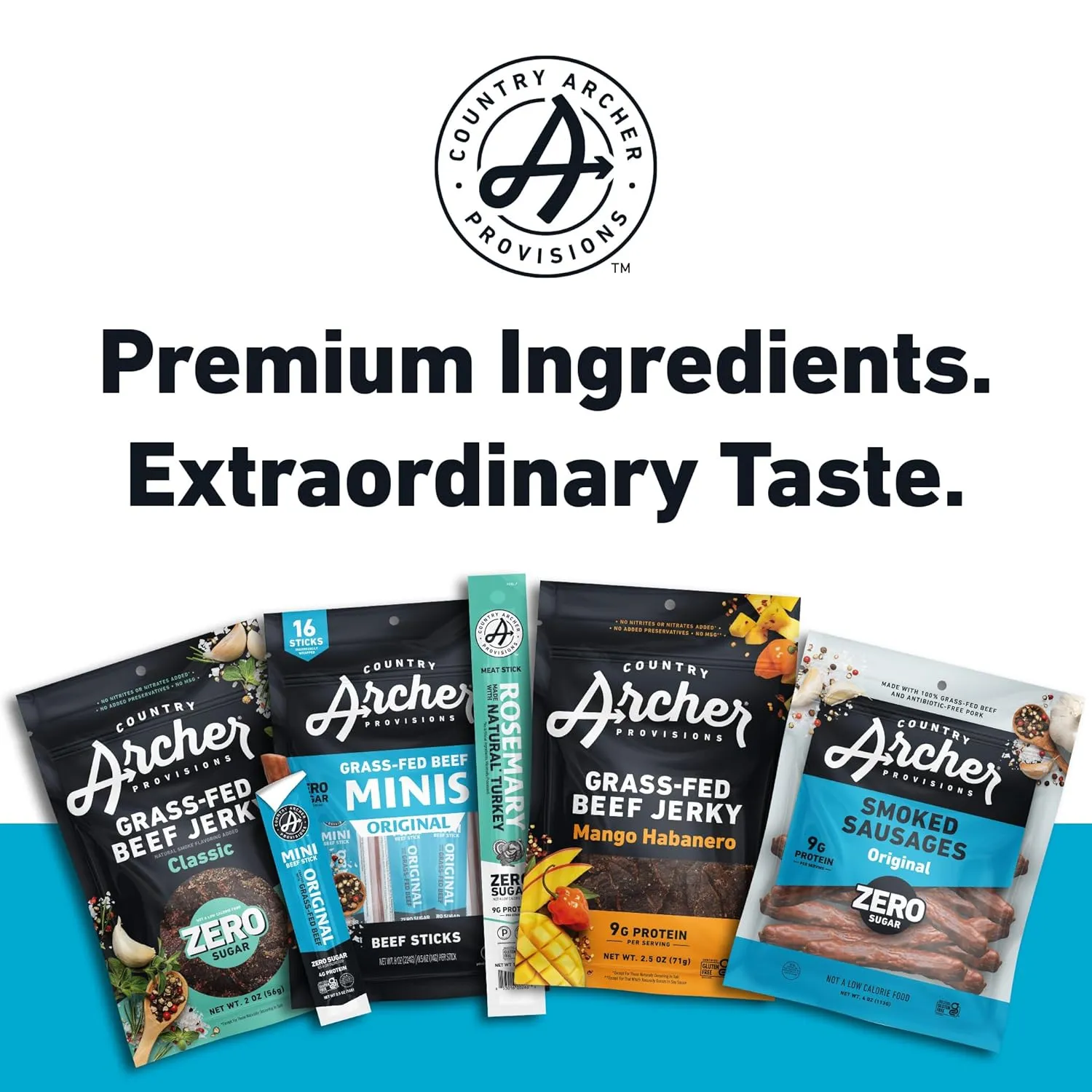 Country Archer Beef Jerky Sticks - Grass Fed Beef Sticks Individually Wrapped, Beef Sticks Bulk, Beef Jerky Snack Packs, Gluten Free, Paleo, Keto - 1 oz Meat Sticks (Pack of 36)