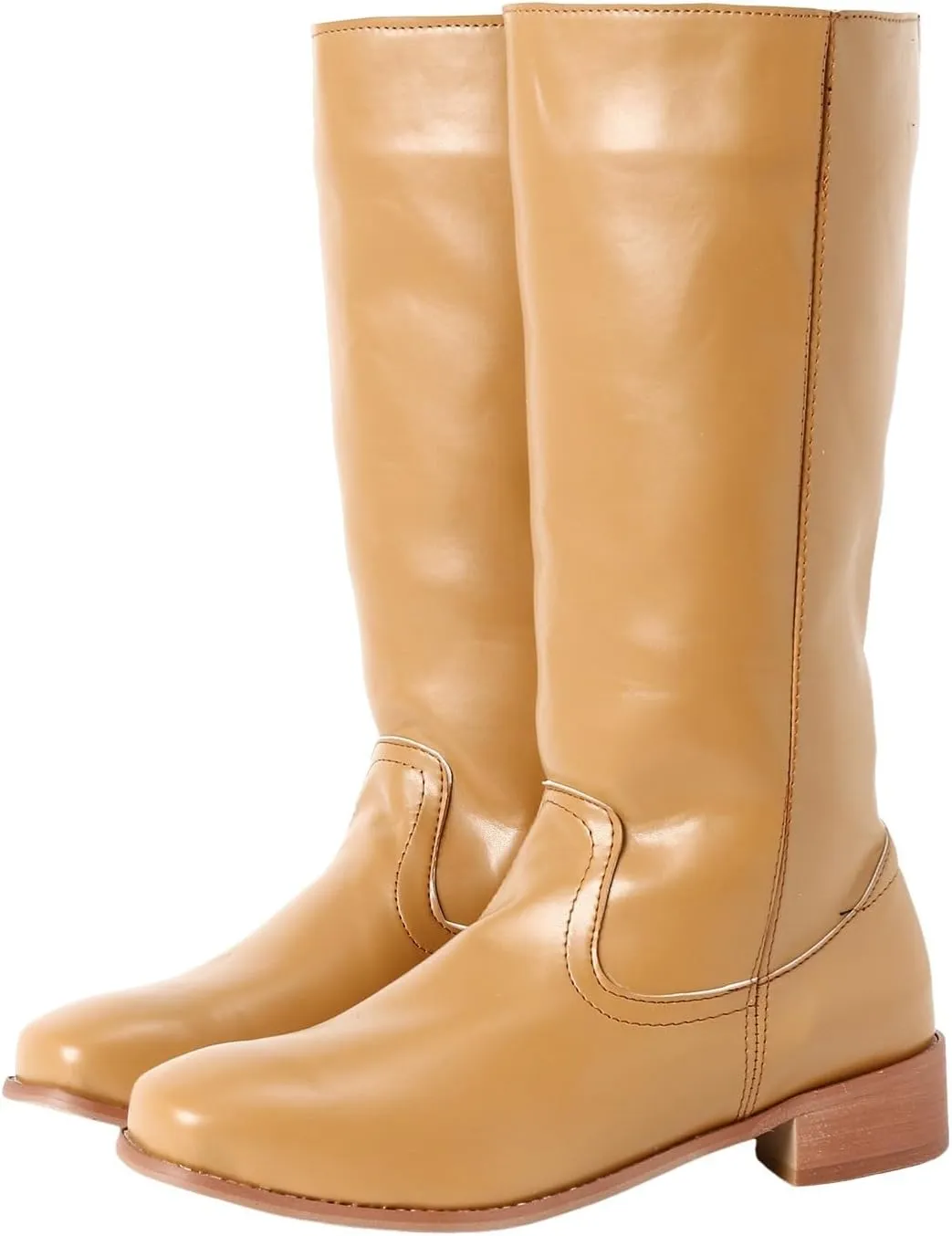 Cowboy Boots for Women Low Heel Winter Boots for Women 2024 Vintage Women's Campus Solid Leather Western Cowboy Boots