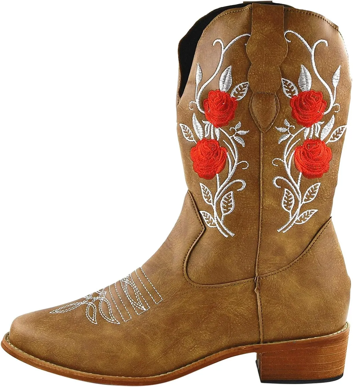 Cowboy Boots for Women Retro Country Embroidery Stitched Cowgirl Boots Pull on Vintage Wide Calf Cowboy Boots Women