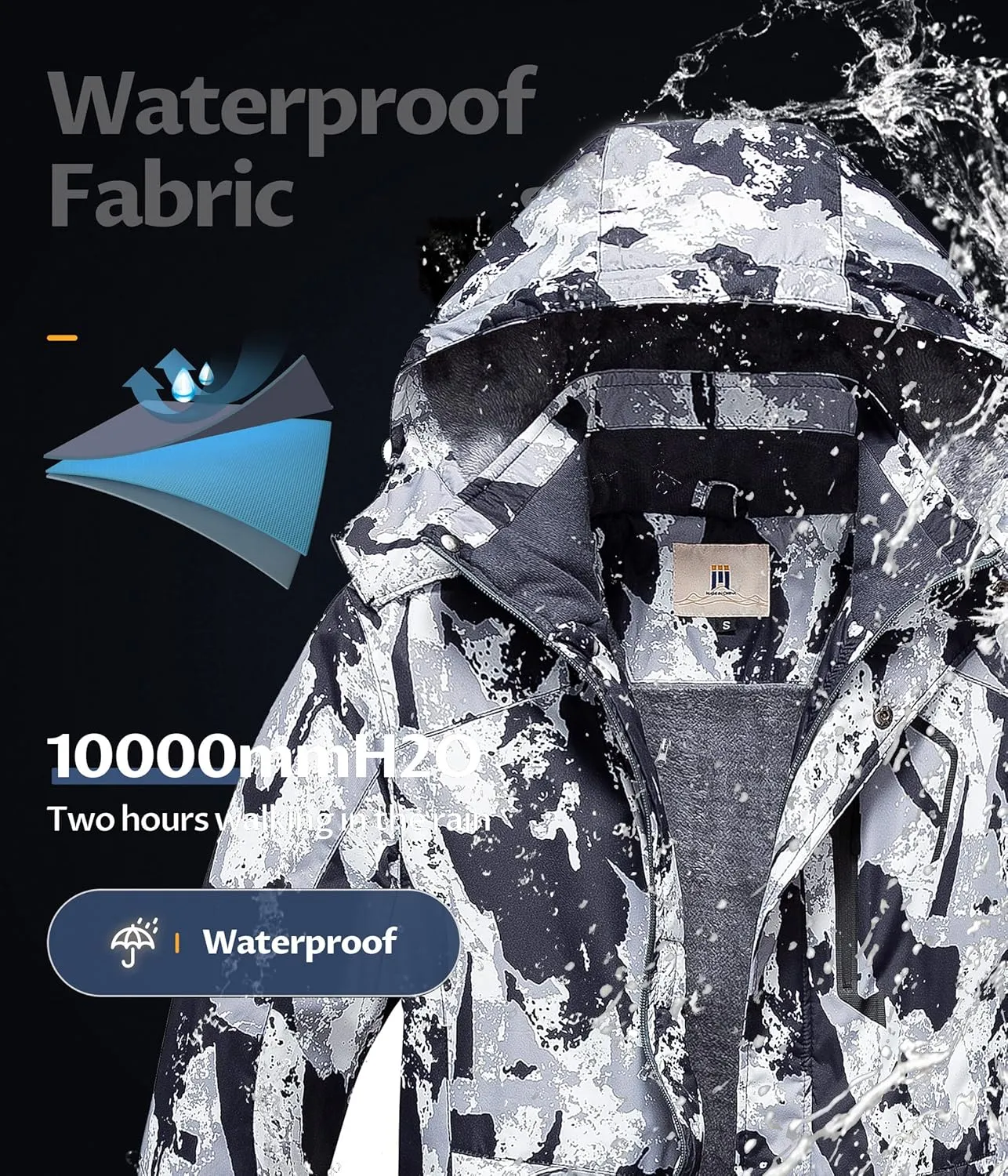 CREATMO US Men's Mountain Waterproof Ski Jacket - Windproof Snowboarding Warm Winter Coat Raincoat