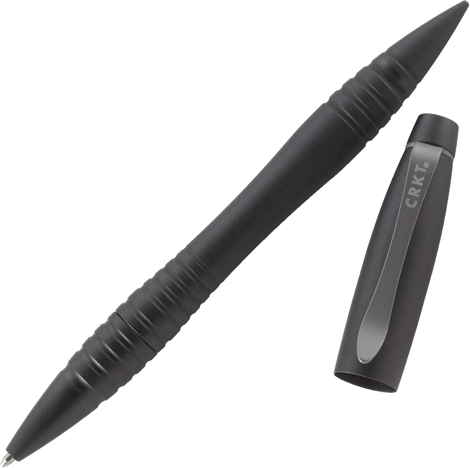 CRKT Williams Tactical Pen: Low Profile, EDC Self Defense Survival Pen Made of Black Anodized Aluminum with Pressurized Ink Cartridge and Pocket Clip TPENWK