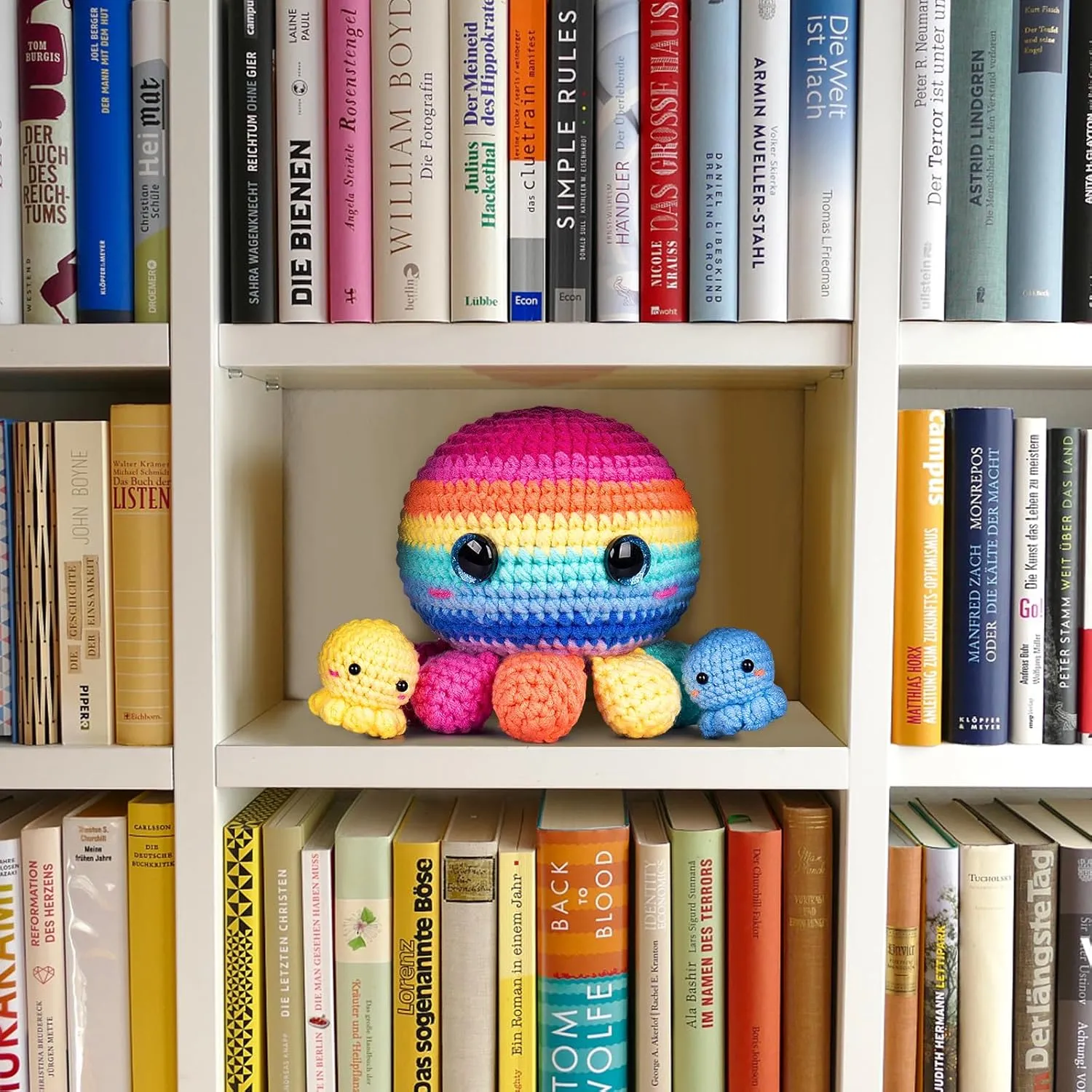Crochetta Crochet Kit for Beginners, Crochet Kit Step-by-Step Video Tutorials, Crochet Starter Kit Learn to Crochet Kits for Adults Kids Beginners, Jumbo 3 Colorful Octopus Familly (40%  Yarn Content)