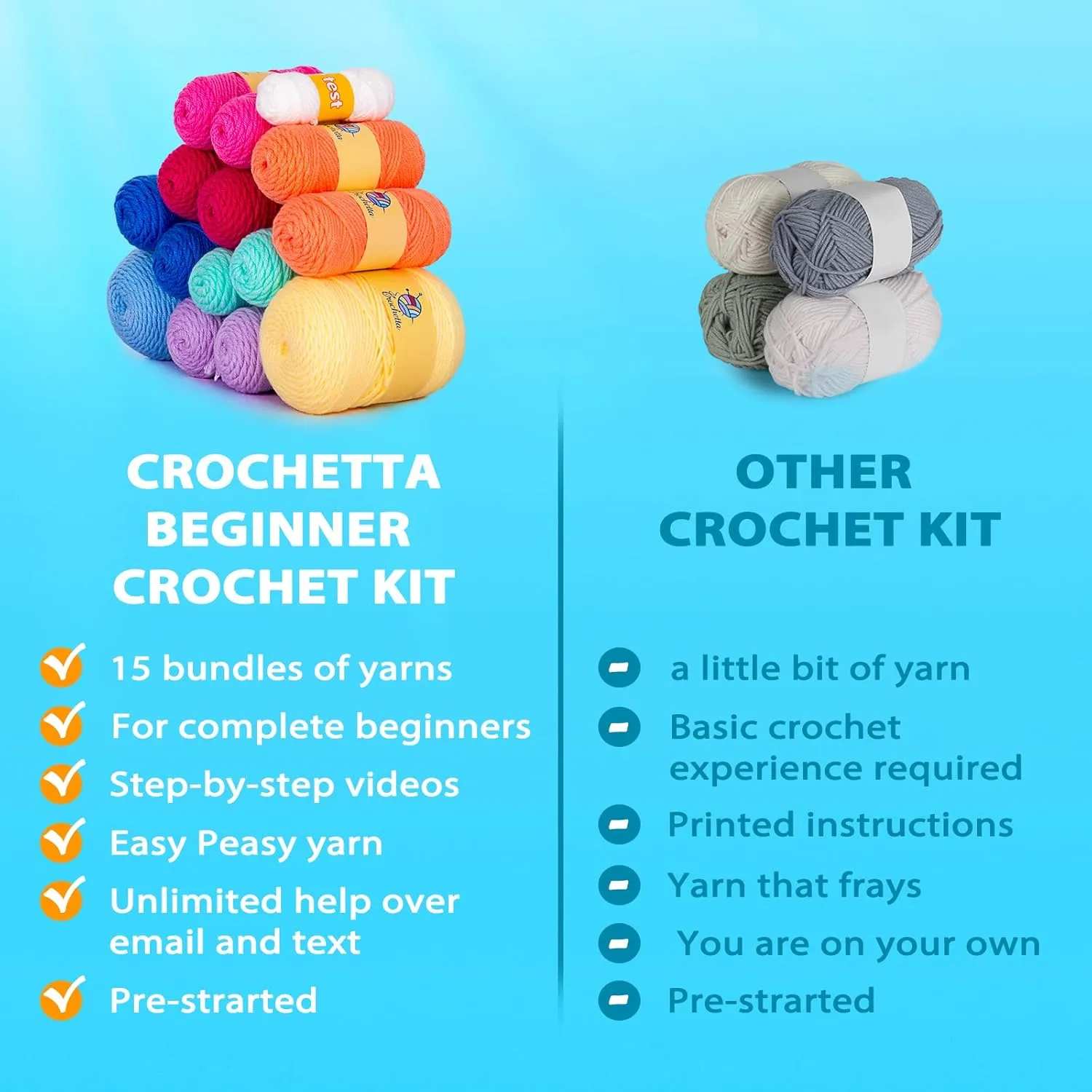 Crochetta Crochet Kit for Beginners, Crochet Kit Step-by-Step Video Tutorials, Crochet Starter Kit Learn to Crochet Kits for Adults Kids Beginners, Jumbo 3 Colorful Octopus Familly (40%  Yarn Content)