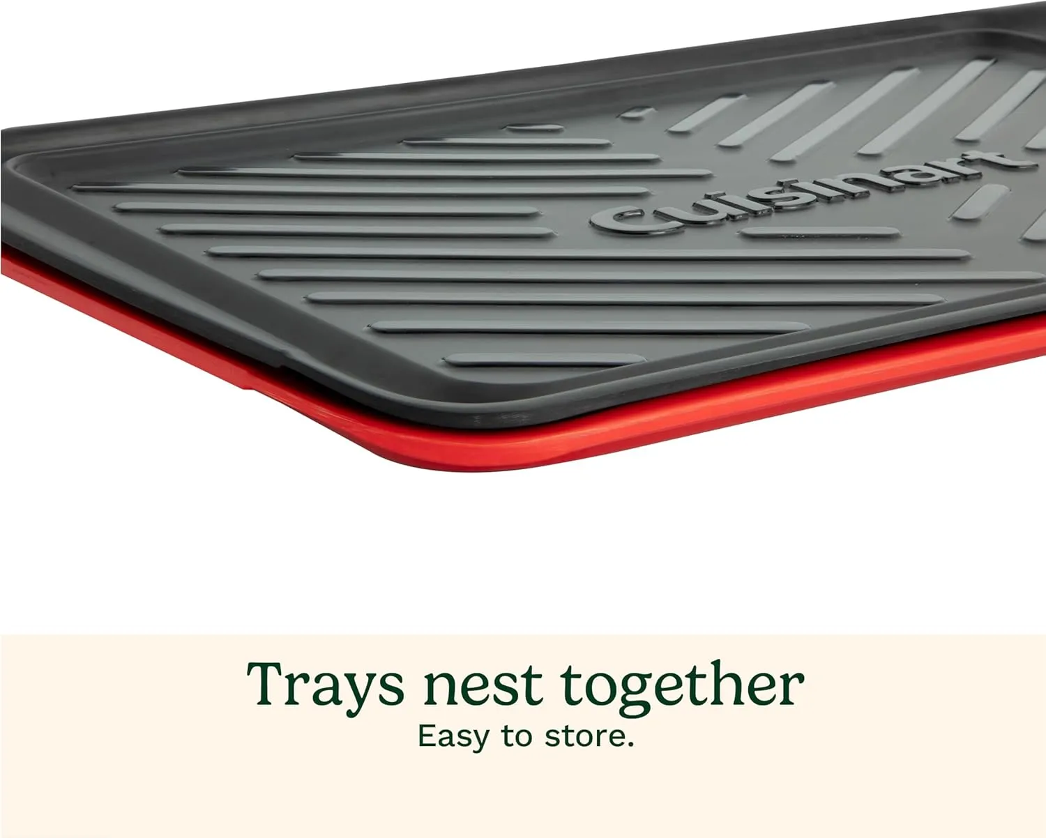 Cuisinart Grilling Prep and Serve Trays, 17x10.5 inch BBQ Safe for Food Handling, 2 Dishwasher Safe Nesting Trays Black and Red, Perfect Grilling Tray for Cooked and Raw Meat, Fits 6 Burgers