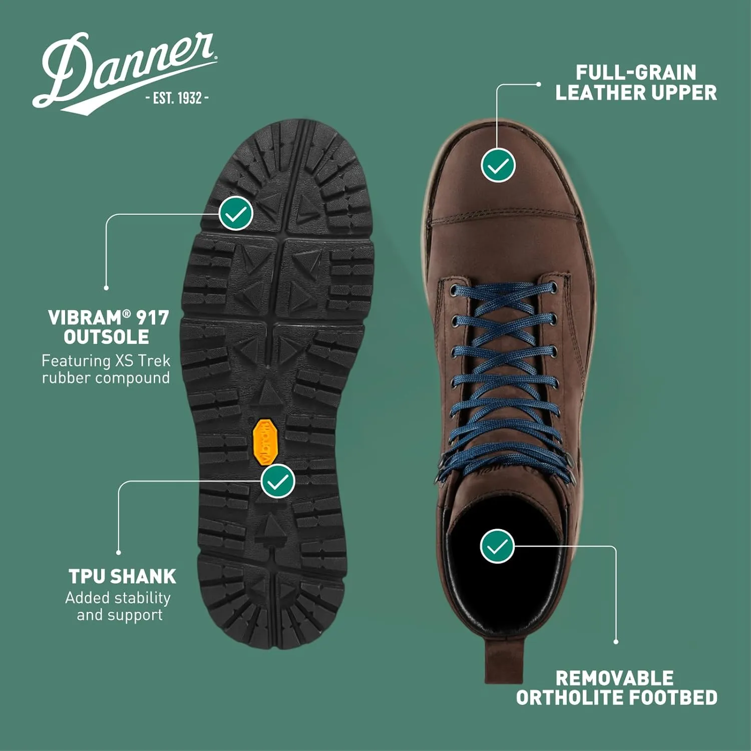 Danner Logger 917 6" Waterproof Hiking Boots for Men - Full-Grain Leather with Breathable Gore-Tex, Vibram SPE Midsole, and 917 Traction Outsole