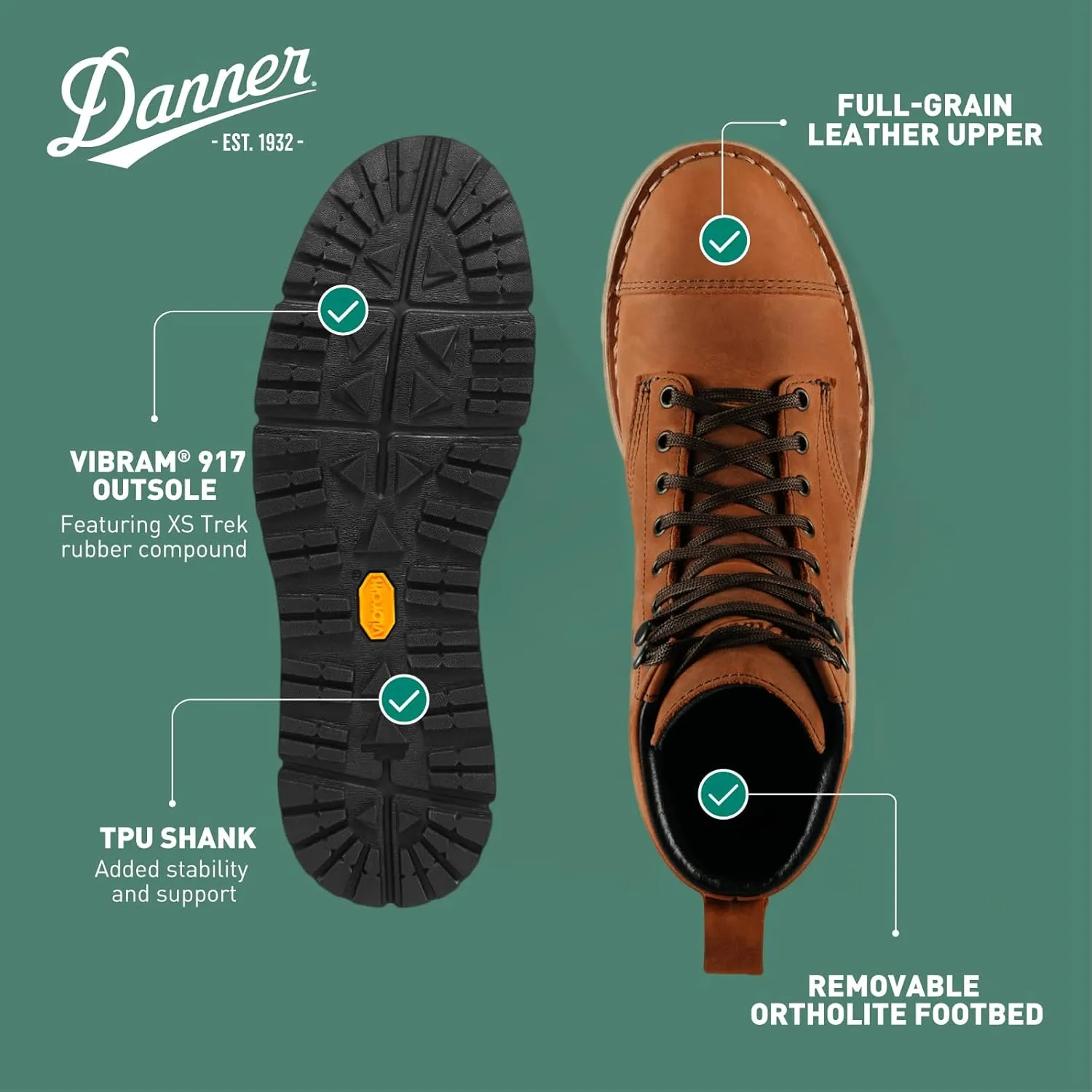 Danner Logger 917 6" Waterproof Hiking Boots for Men - Full-Grain Leather with Breathable Gore-Tex, Vibram SPE Midsole, and 917 Traction Outsole