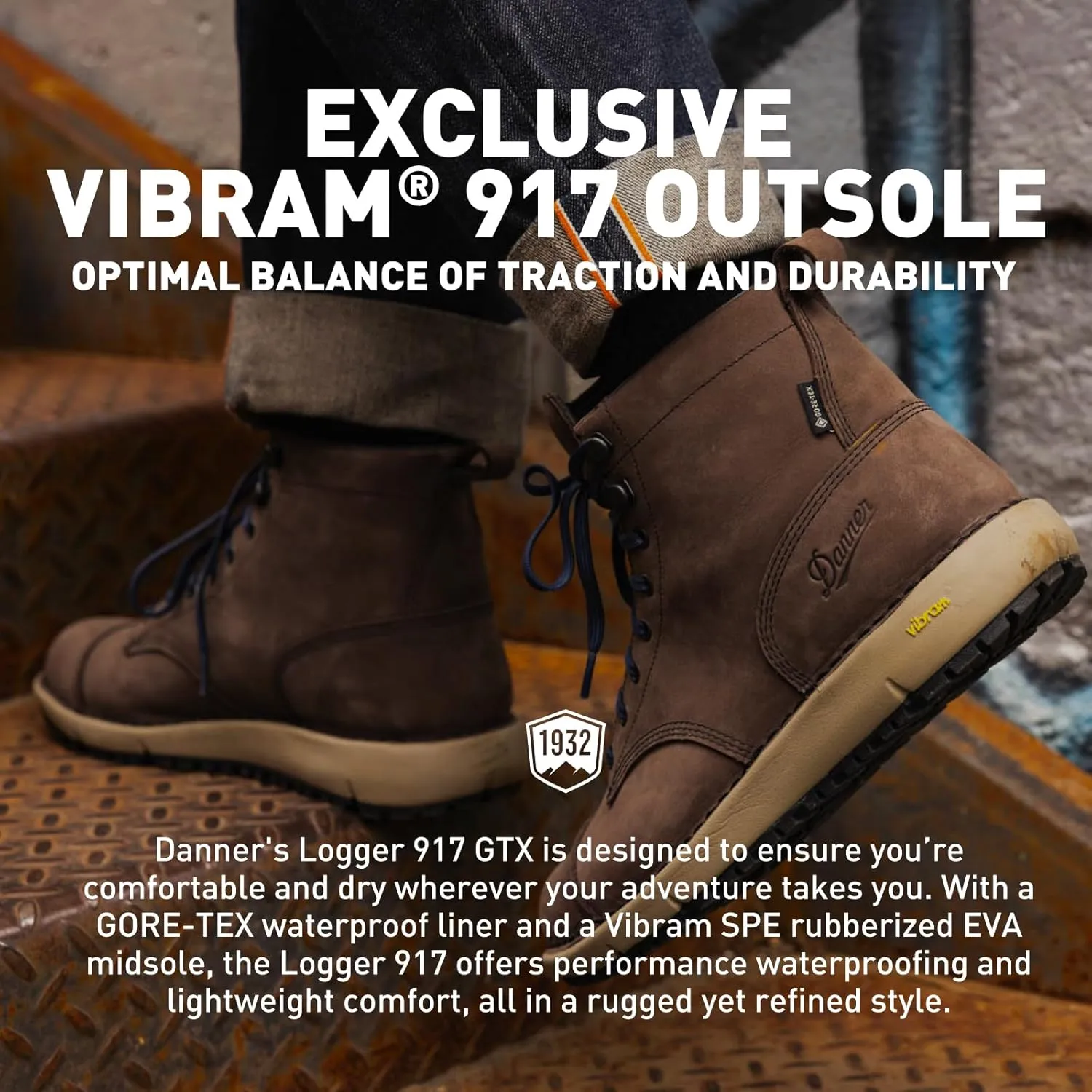 Danner Logger 917 6" Waterproof Hiking Boots for Men - Full-Grain Leather with Breathable Gore-Tex, Vibram SPE Midsole, and 917 Traction Outsole