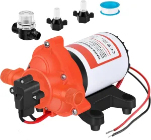 DC 12V RV Water Pump 3.5GPM 45PSI, 12 Volt On Demand Water Pressure Pump with Pressure Switch Quiet Self-priming Portable Diaphragm Pump for RV Camper Marine Garden Yacht Boats irrigation Rain Barrel