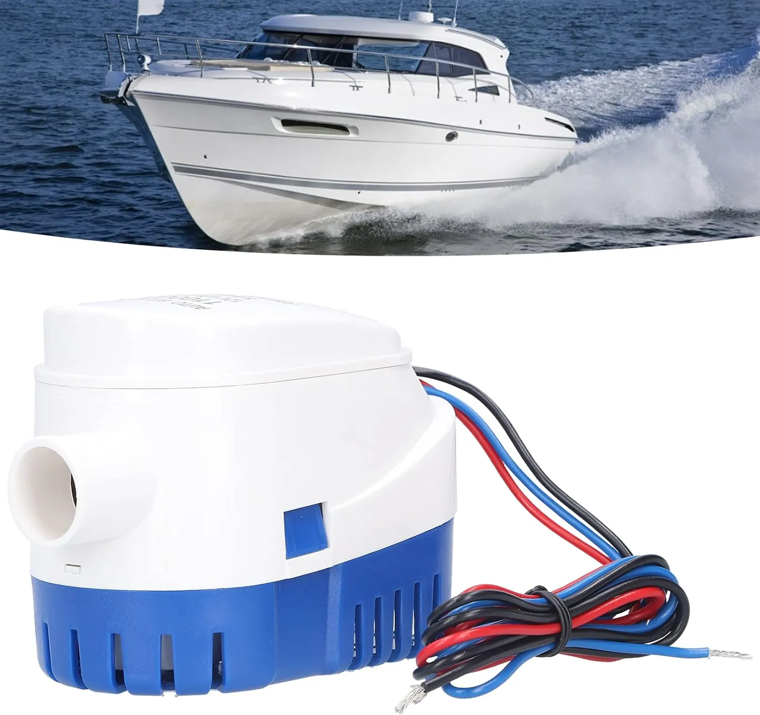 DC12V 1100GPH Bilge Submersible Pump Electric Automatic Water ABS Accessory for Drainage Boat Power Ideal for Fresh Water and Sea Water Quality Analysis Sewage (DC12V 750GPH)