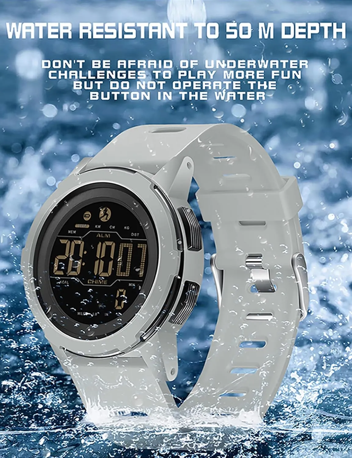 DIDITIME Sports Digital Watch for Men Tactical Watches with Pedometer 164FT Waterproof Watch for Women/Men Fitness Watch Work Watch Outdoors Military Watches Mens Wrist Watches with Step Counte