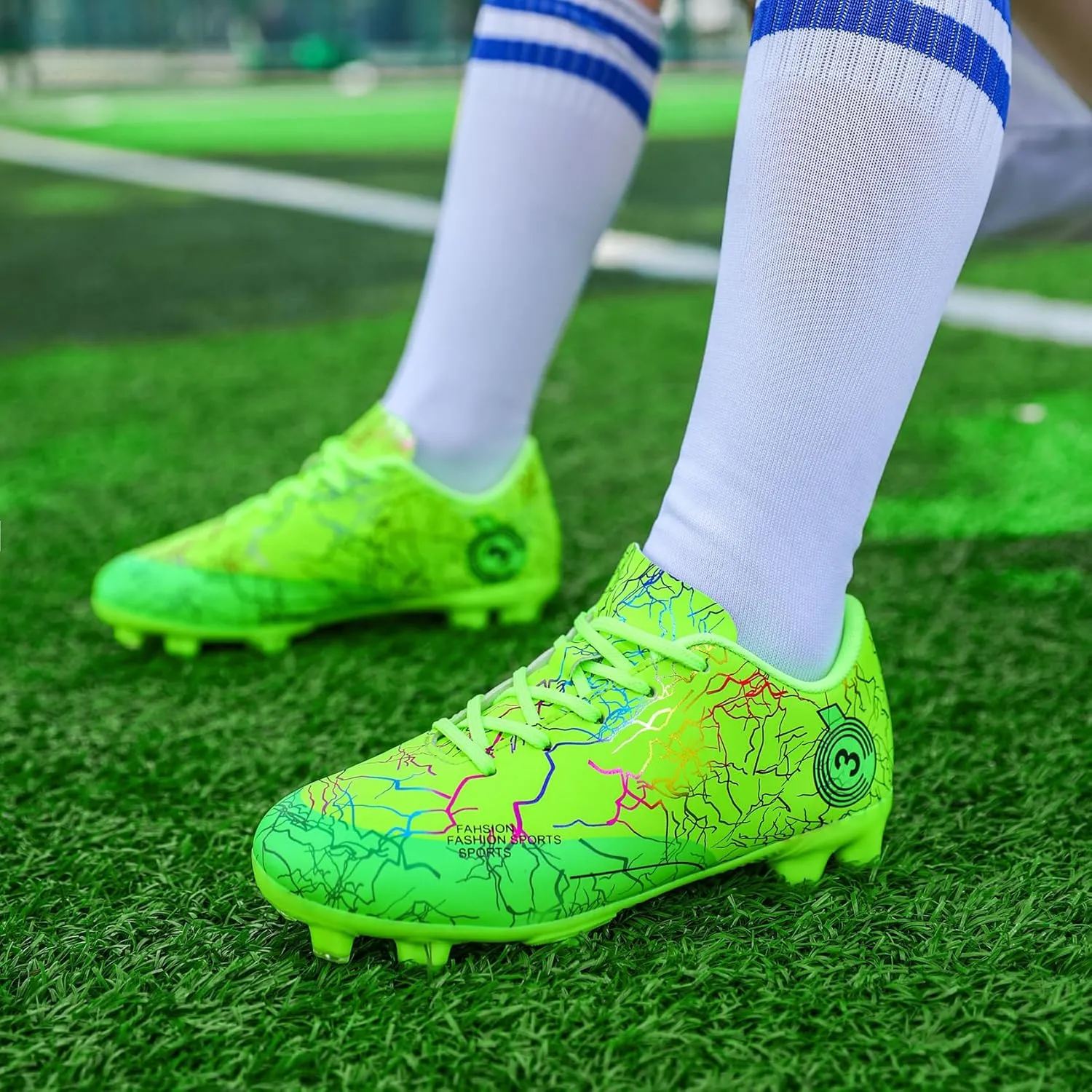 DimaiGlobal Kids Soccer Shoes Boys Girls Soccer Cleats Outdoor Training Athletic Sneakers Professional Spikes Youth Turf Football Shoes Unisex