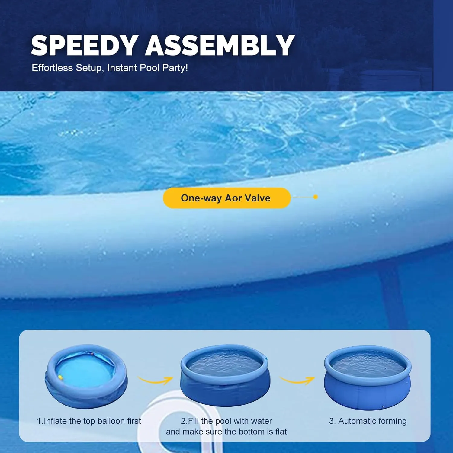 DIMAR GARDEN 6ft x 29in Inflatable Swimming Pool Outdoor Round Air Top Ring Pools