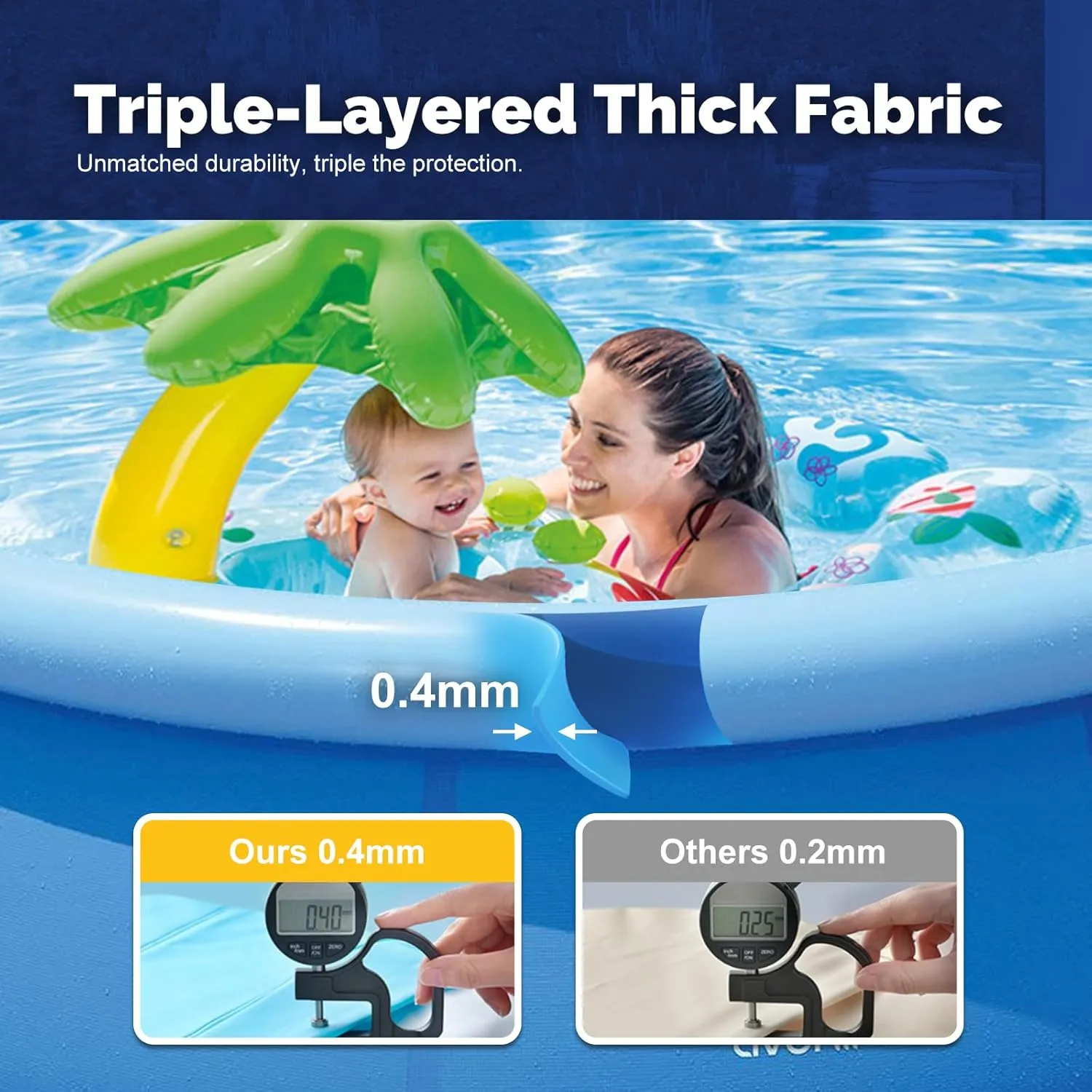 DIMAR GARDEN 6ft x 29in Inflatable Swimming Pool Outdoor Round Air Top Ring Pools