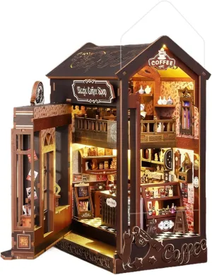 DIY Book Nook Kit - Magic Coffee Shop – Opening Structure & Mystical Details - 3D Puzzle, Assembly Bookend for Adult (Magic Coffee Shop)