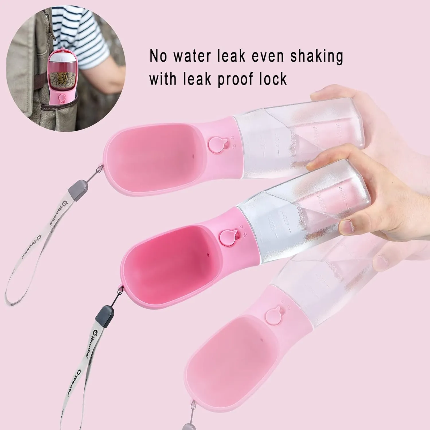 Dog Water Bottle with Food Container & Poop Bag Holder, Travel Water Bowl, Portable Pet Dispenser, Dog Stuff Accessories Items, Puppy Essentials Necessities for Yorkie Chihuahua Walking Hiking