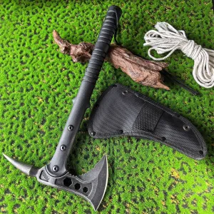 DOOM BLADE 15.1" Camping Axe, Survival Throwing Hatchet with Sheath, Tactical Tomahawk with Spike, Nylon Fiber Handle for Outdoor Survival Hiking Camping (Tomahawk with Spike)