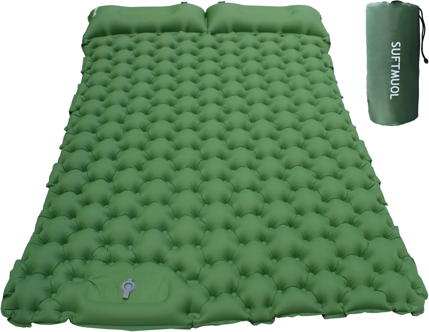 Double Camping Sleeping Pad for Camping Hiking Backpacking 2 Person Self Inflating Sleeping Mat Portable Ultralight Compact Green