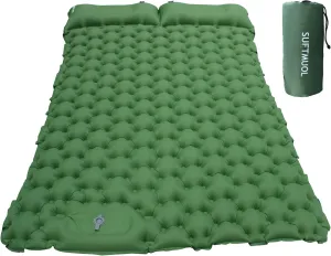Double Camping Sleeping Pad for Camping Hiking Backpacking 2 Person Self Inflating Sleeping Mat Portable Ultralight Compact Green