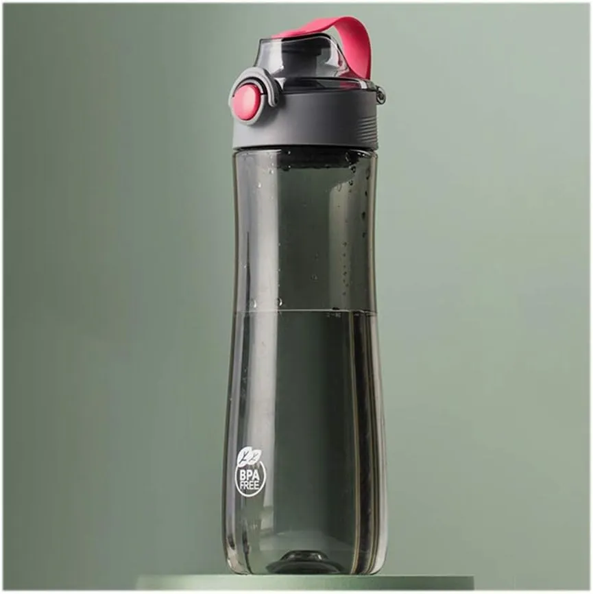 Drink Tea Pitchers Large Sports Water Bottles with Portable Handle/Push Button,20.6oz Plastic Water Cups with Filter,BPA free,Medium,Leak proof Drink Bottles, Pink