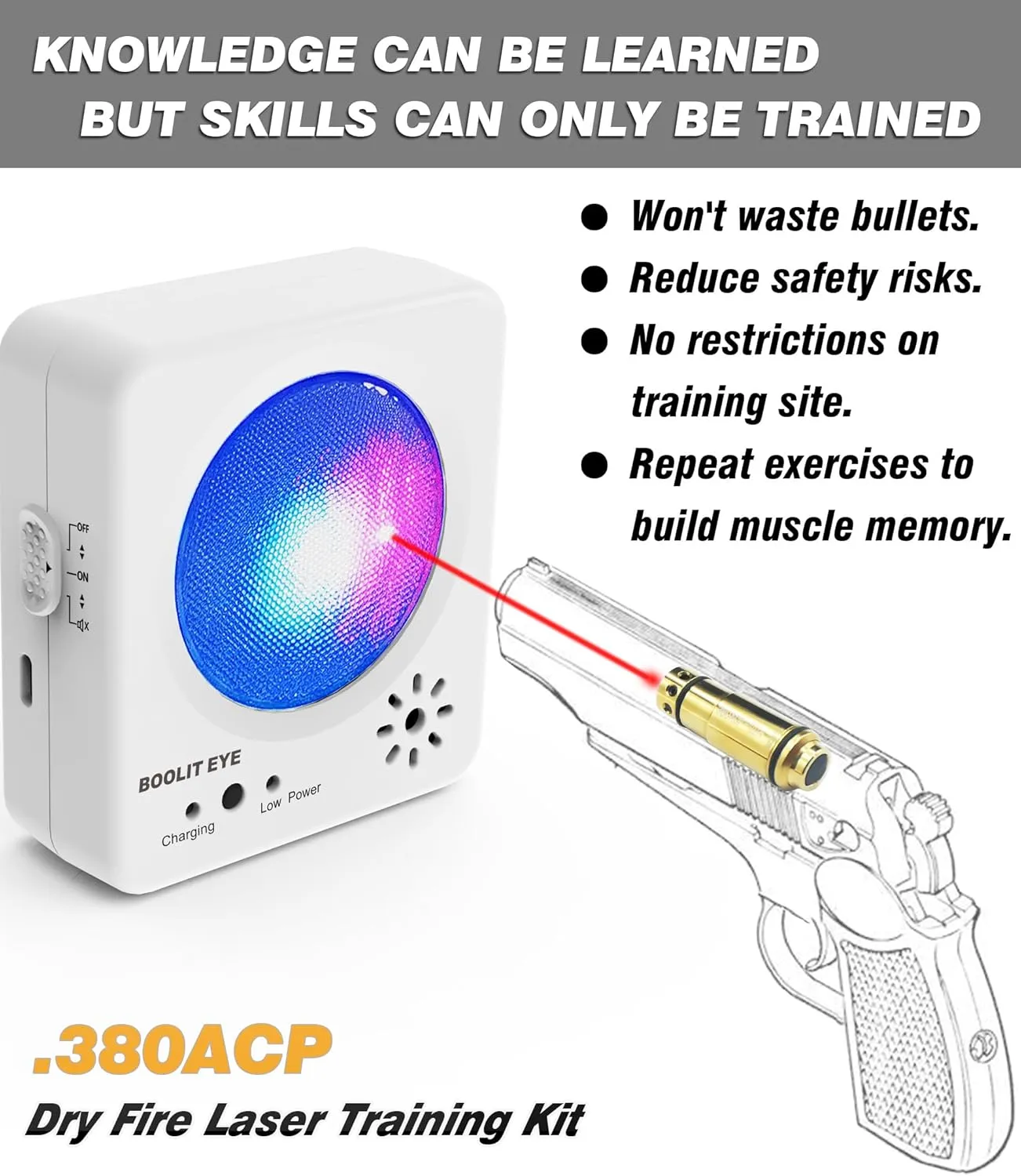 Dry Fire Training System, Laser Cartridge and Personal Electronic Target kit Safely Practice Steel Plate Sound and Flash Feedback