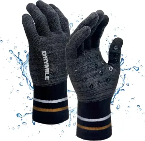 DRYMILE Hyla Waterproof Gloves - Warm Touchscreen Winter Snow Wool Blend Hand Gloves for Men & Women - Work, Hiking, Skiing, Running, Biking, Riding Glove, Ideal for Cold Weather