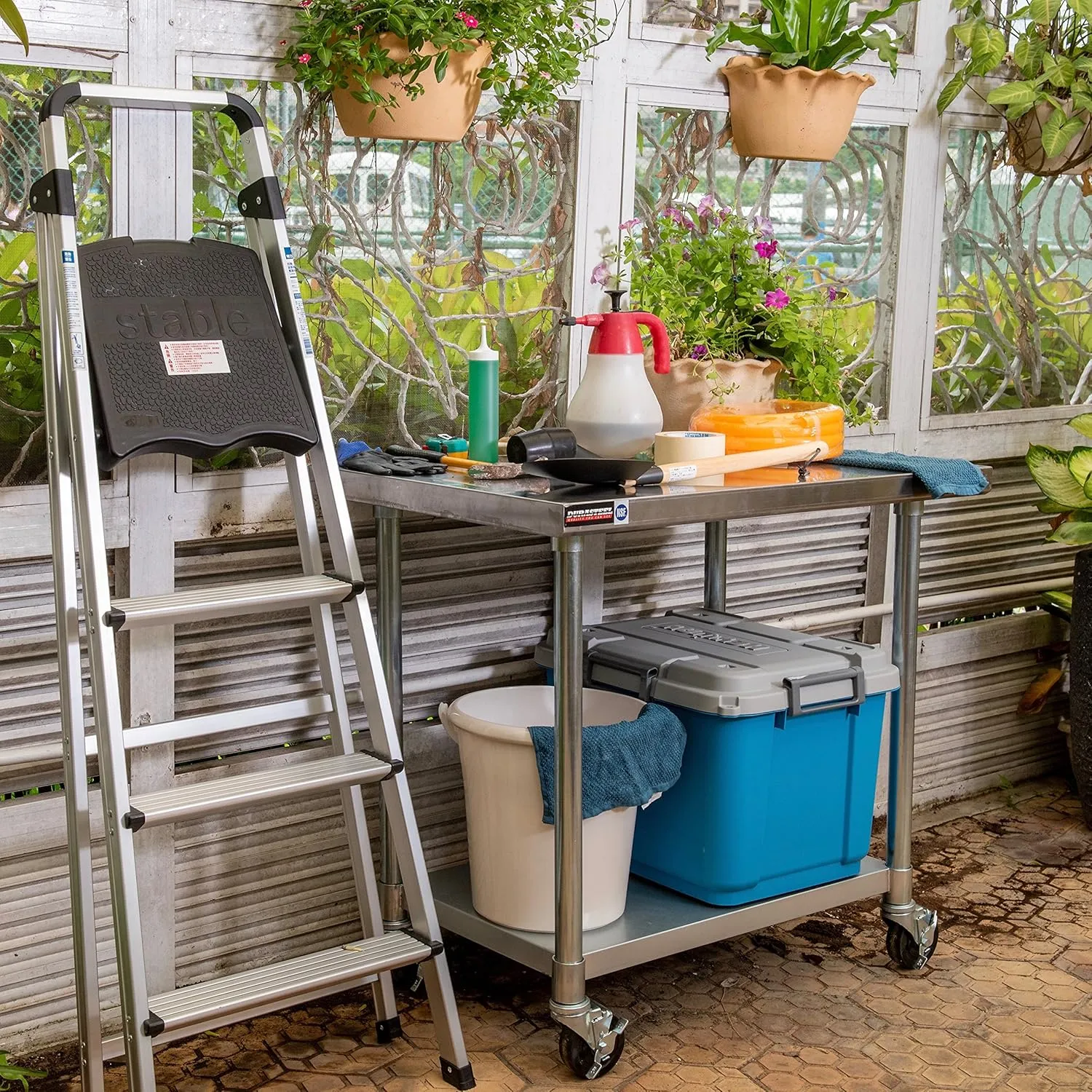 DuraSteel 30x36 NSF Stainless Steel Cart - Heavy Duty Rolling Food Prep Table with Undershelf - Metal Utility Cart for Commercial Restaurant Kitchen, Laundry, Outdoor Portable BBQ Grill