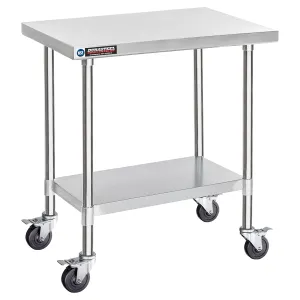 DuraSteel 30x36 NSF Stainless Steel Cart - Heavy Duty Rolling Food Prep Table with Undershelf - Metal Utility Cart for Commercial Restaurant Kitchen, Laundry, Outdoor Portable BBQ Grill
