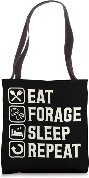 Eat Forage Sleep Repeat Simple Basic Icons Tote Bag
