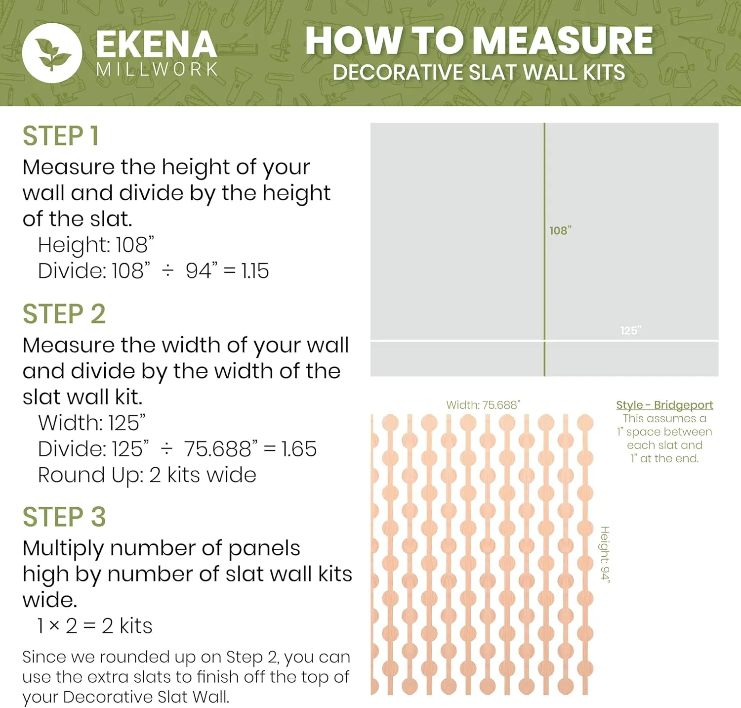 Ekena Millwork 47"H x 3/8"T Bridgeport Adjustable Wood Decorative Slat Wall Panel Kit, Maple (contains 11 Slats   1 Straight Edge Starter Slat)
