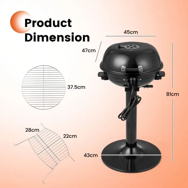 Electric BBQ Grill with Removable Non-Stick Grilling Rack
