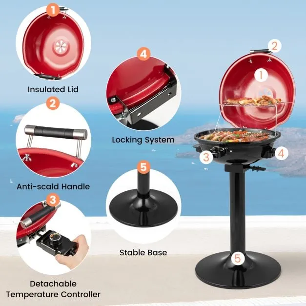 Electric BBQ Grill with Removable Non-Stick Grilling Rack