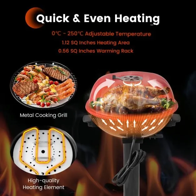 Electric BBQ Grill with Removable Non-Stick Grilling Rack