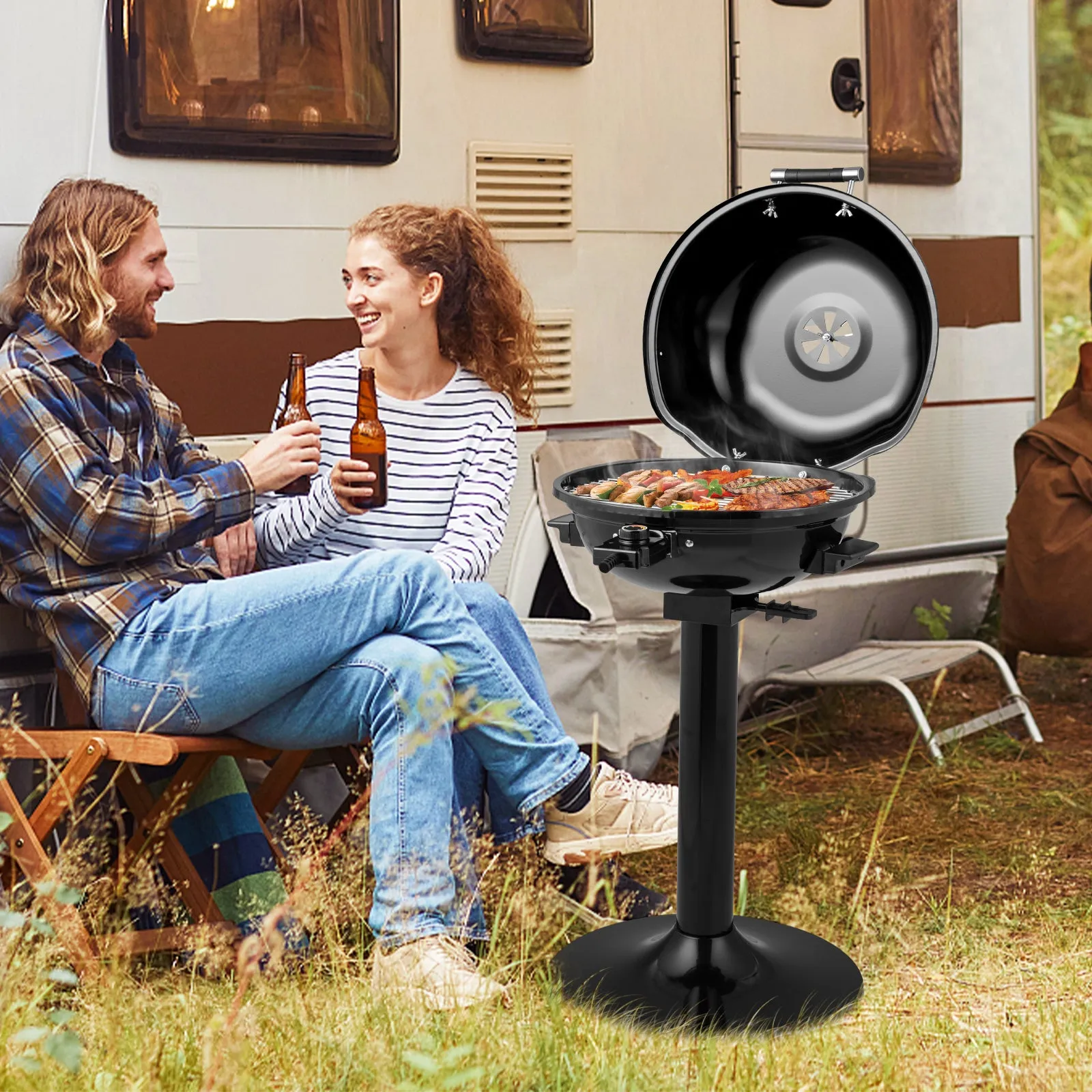 Electric BBQ Grill with Removable Non-Stick Grilling Rack