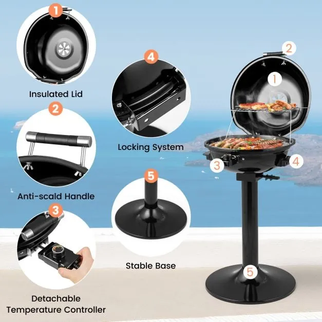 Electric BBQ Grill with Removable Non-Stick Grilling Rack