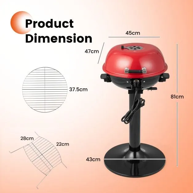 Electric BBQ Grill with Removable Non-Stick Grilling Rack