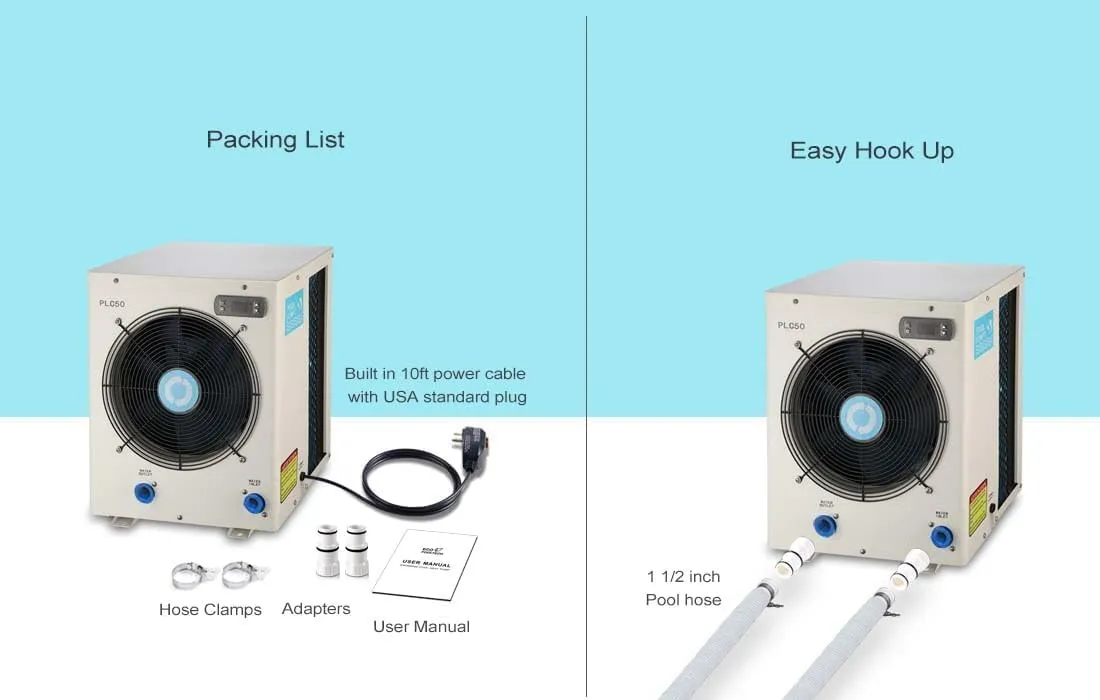 Electric Pool Heater for Above Ground Pools, Up to 5000 gallons Swimmng Pool Heat Pumps, Fits 8/11/15 Foot Spa Pools,110V~120V/60Hz