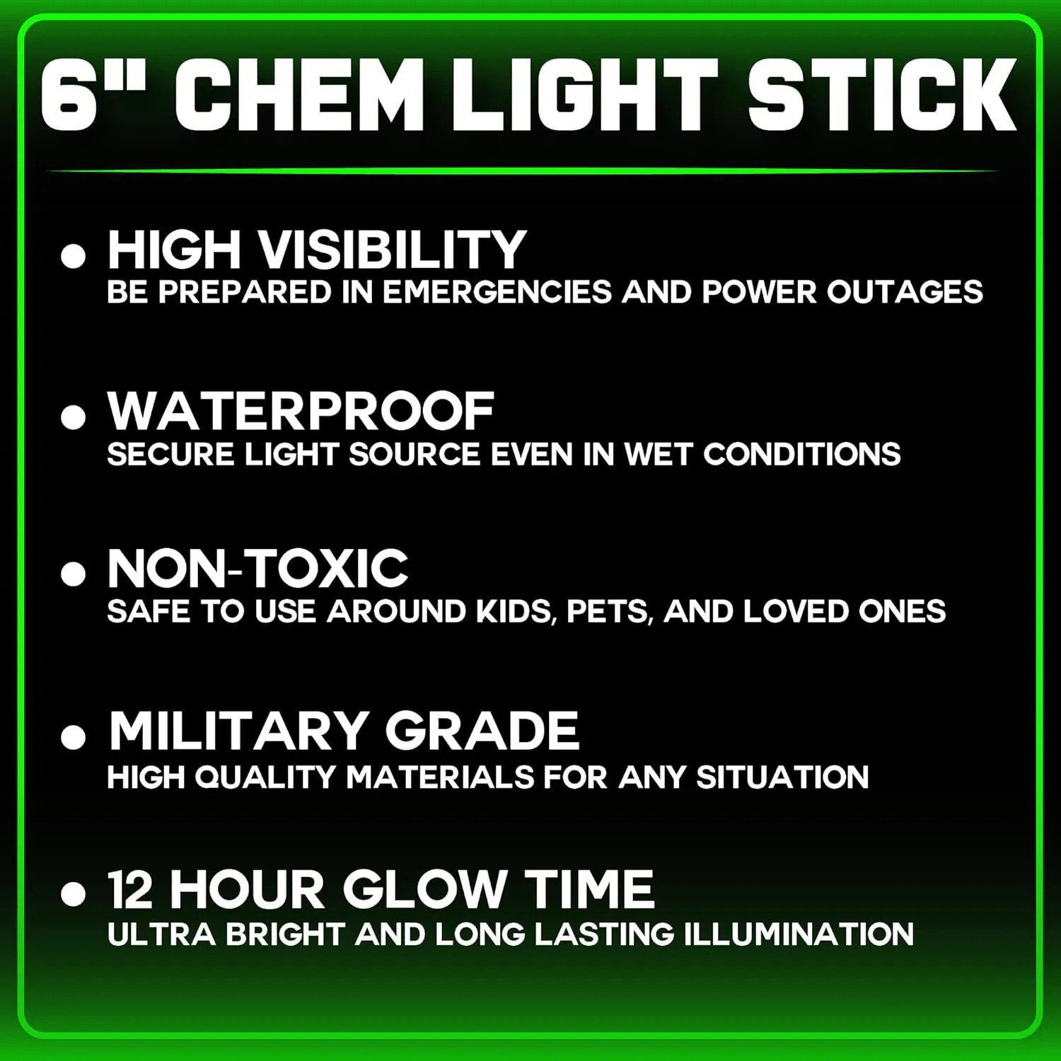 Emergency Glow Sticks - 25 Ultra Bright Military Grade Chem Lights - 12 Hour Bulk Tactical Light Sticks for Survival Gear, Camping, and Power Outages