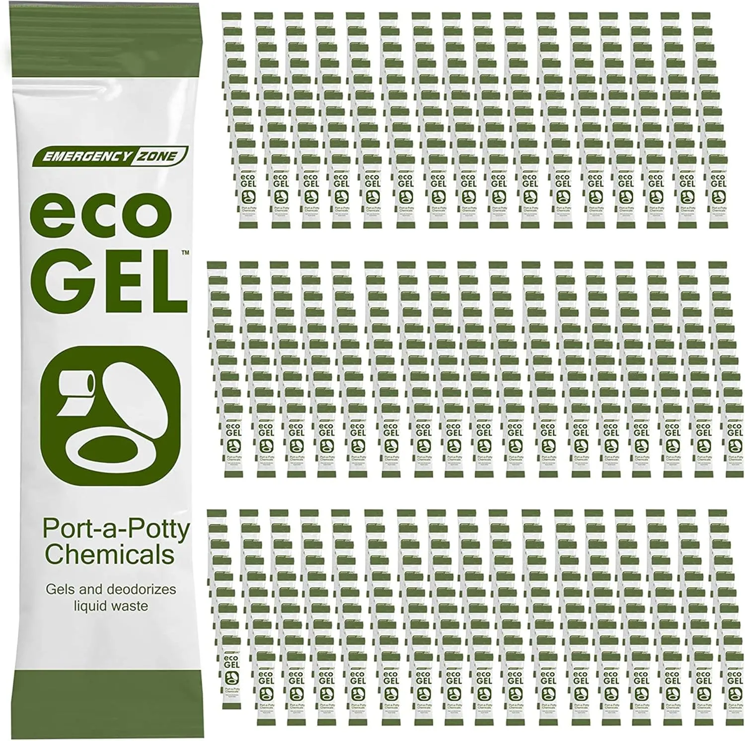 Emergency Zone - Eco Gel Port-a-Potty Chemicals - Liquid Waste Gelling and Deodorizing Powder - 500 Pack