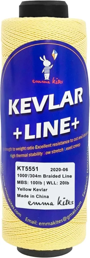 emma kites Kevlar Kite Line 1000Ft 100Lb Braided Kite String Abrasion Resistant Low Stretch Utility Cord for Outdoor Tactical Survival Hiking Camping